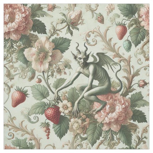 Strawberry Sins - Gothic Statement Tegel Stof (Swatch)