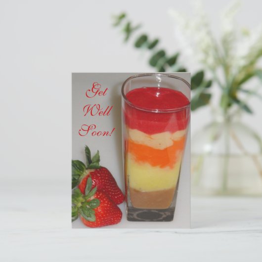 Strawberry Smoothie Sweet Fruit, kom snel goed Briefkaart (Staand voorkant)