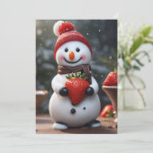 Strawberry Snowman uitnodiging (Staand voorkant)