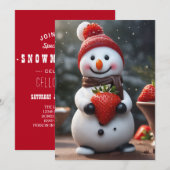 Strawberry Snowman uitnodiging (Voorkant / Achterkant)