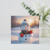 Strawberry Snowman uitnodiging (Staand voorkant)