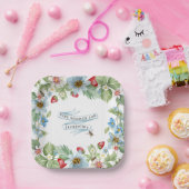 Strawberry So Berry Sweet Baby Boy naar Bee Shower Papieren Bordje (Feest)