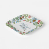 Strawberry So Berry Sweet Baby Boy naar Bee Shower Papieren Bordje (Gebogen)