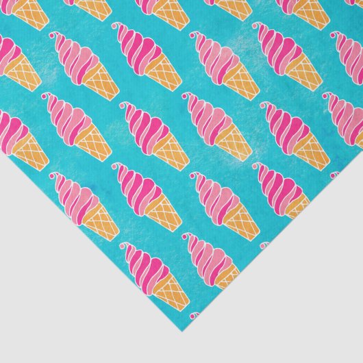 Strawberry Soft Ice Cream Cones Patroon Tissuepapier (Detail)