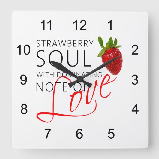 Strawberry Soul Vierkante Klok (Voorkant)
