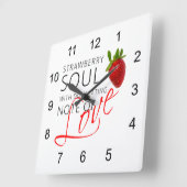 Strawberry Soul Vierkante Klok (Hoek)