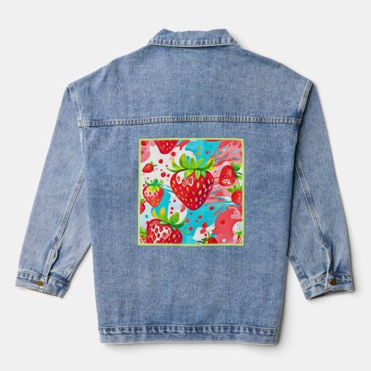 strawberry splash-patroon denim jacket (Achterkant)