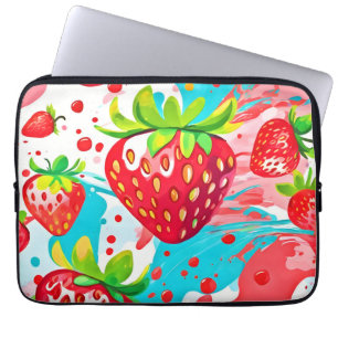 strawberry splash-patroon laptop sleeve