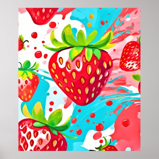 strawberry splash-patroon poster (Voorkant)