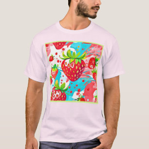 strawberry splash-patroon t-shirt