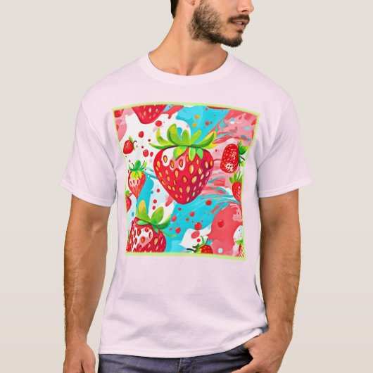 strawberry splash-patroon t-shirt (Voorkant)