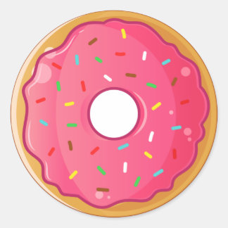 Strawberry Sprinkle Donut Ronde Sticker