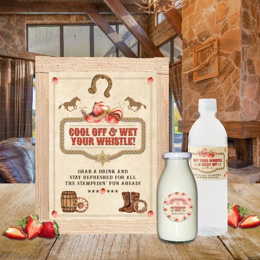 Strawberry Stampede Verjaardag Drink Teken Poster