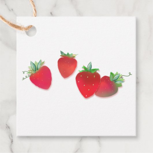 Strawberry Stems Cadeau Labels (Voorkant)
