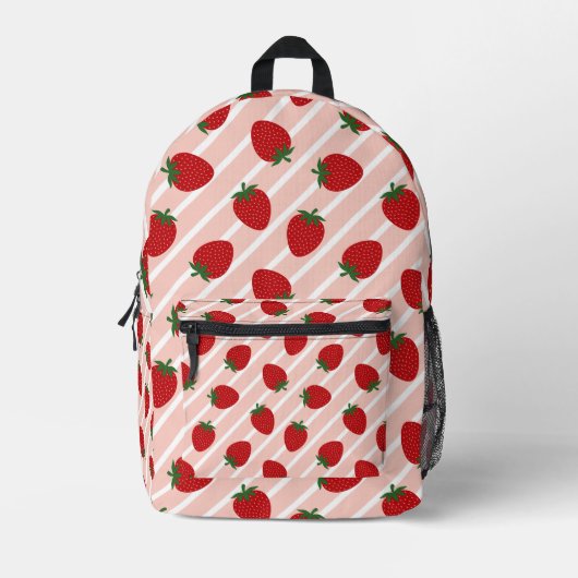 Strawberry Stripe Delight Bedrukte Rugzak (Voorkant)