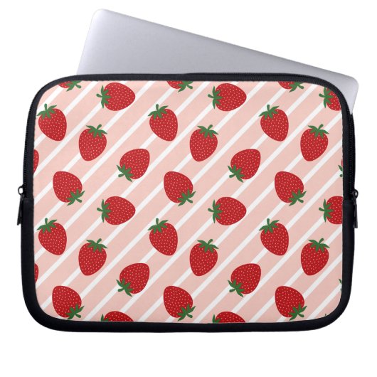 Strawberry Stripe Delight Laptop Sleeve (Voorkant)