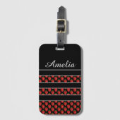 Strawberry Stripes Black Personalised Bagagelabel (Voorkant (verticaal))