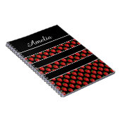 Strawberry Stripes Black Personalised Notitieboek (Rechterzijde)