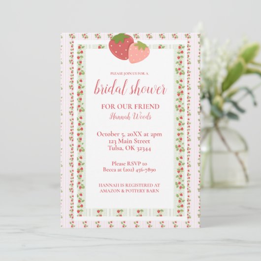 Strawberry Stripes Grandmillenial Vrijgezellenfees Kaart (Staand voorkant)