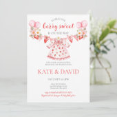 Strawberry Summer Baby shower Invitation Kaart (Staand voorkant)