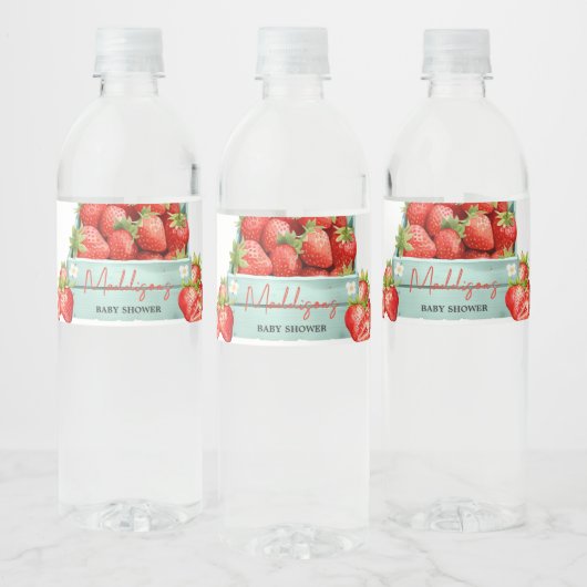 Strawberry Summer Baby shower Waterfles Etiket (Flessen)