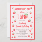 Strawberry Summer Berry Sweet Second Girl Birthday Kaart (Voorkant)