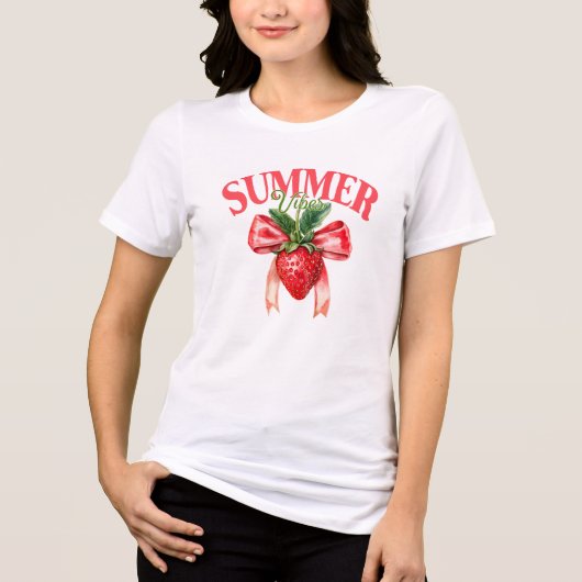 Strawberry Summer Vibes Tri-Blend Shirt (Voorkant)