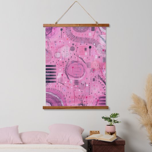 Strawberry Sundae Abstract Art  Hangend Wandkleed (Slaapkamer)