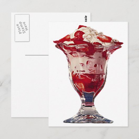 Strawberry Sundae Briefkaart (Voorkant / Achterkant)