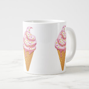 Strawberry sundae in wafelkegel met afvoerkraan grote koffiekop