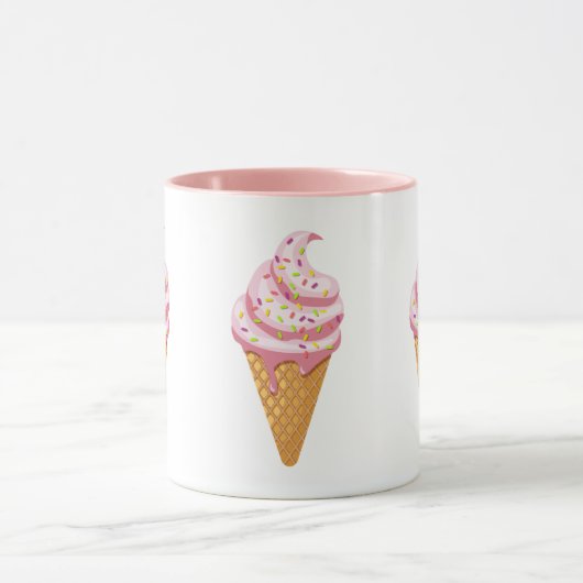 Strawberry sundae in wafelkegel met afvoerkraan mok (Midden)