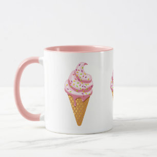 Strawberry sundae in wafelkegel met afvoerkraan mok
