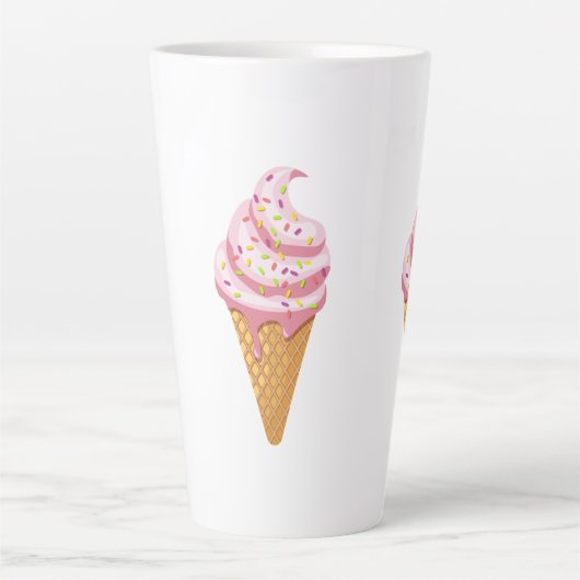 Strawberry sundae in wafelkegel met gooien latte mok (Voorkant)