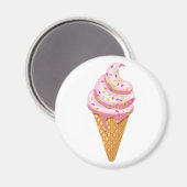 Strawberry sundae in wafelkegel met gooien magneet (Voorkant / Achterkant)