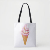 Strawberry sundae in wafelkegel met gooien tote bag (Voorkant)