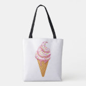 Strawberry sundae in wafelkegel met gooien tote bag (Achterkant)