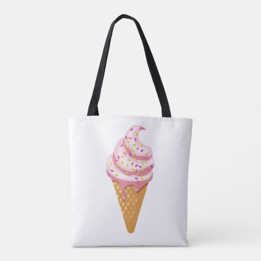 Strawberry sundae in wafelkegel met gooien tote bag (Achterkant)