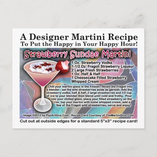 Strawberry Sundae Martini Recept Briefkaart (Voorkant)