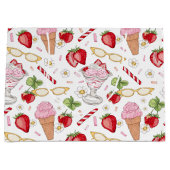 Strawberry Sundae Patroon Gift Bag Groot Cadeauzakje (Voorkant)