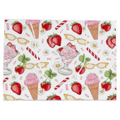 Strawberry Sundae Patroon Gift Bag Groot Cadeauzakje (Achterkant)