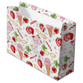 Strawberry Sundae Patroon Gift Bag Groot Cadeauzakje (Voorkant Gekanteld)