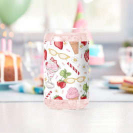 Strawberry Sundae Pattern Blikvorm Glas