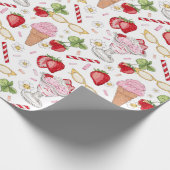 Strawberry Sundae Pattern Cadeaupapier (Hoek)