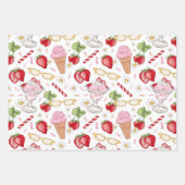 Strawberry Sundae Pattern Inpakpapier Vel (Voorkant 2)
