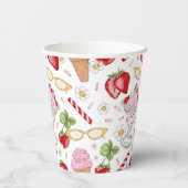 Strawberry Sundae Pattern Papieren Bekers (Achterkant)