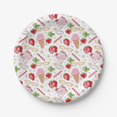 Strawberry Sundae Pattern Papieren Bordje (Voorkant)
