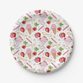 Strawberry Sundae Pattern Papieren Bordje