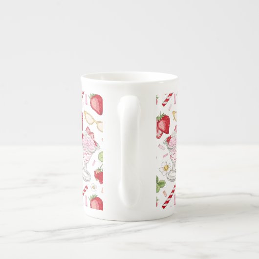 Strawberry Sundae Pattern Porselein Kop (Achterkant)