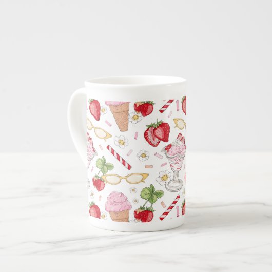 Strawberry Sundae Pattern Porselein Kop (Links)