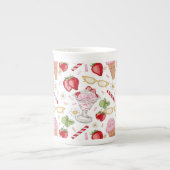 Strawberry Sundae Pattern Porselein Kop (Voorkant)